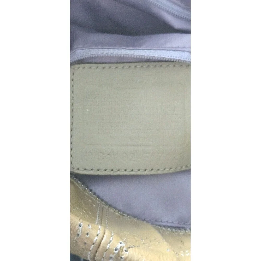 Coach Perforated Patent Leather Shoulder Bag Brook Putty